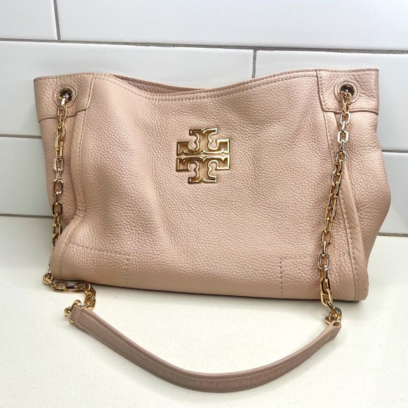 Tory Burch Handbags - Tory Burch Britten Slouchy Tote, Blush Pink Pebbled Leather, gold tone hardware